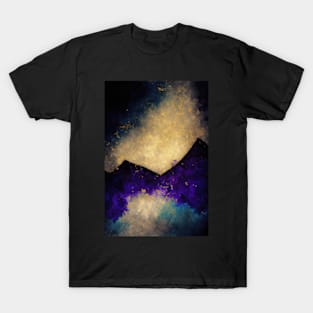 Golden Aurora over the purple mountains T-Shirt